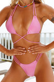 HELLO MOLLY Rainbow Puffs Swim Top Light Pink