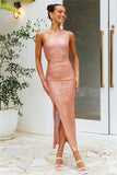 Ballroom Lover Midi Dress Pink Sequin