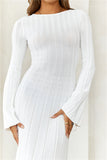 HELLO MOLLY Creating Icons Ribbed Long Sleeve Midi Dress Cream