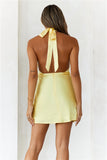 HELLO MOLLY Call Me Later Satin Mini Dress Yellow