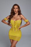 Ako Off Shoulder Weave Mini Dress - Ginger