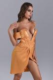 Alexa Off Shoulder Corset Mini Dress - Yellow - Bellabarnett