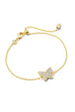 KENDRA SCOTT Lillia Crystal Butterfly Delicate Chain Bracelet Gold White Crystal