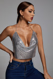 Ferley Diamond Crop Top - Silver - Bellabarnett