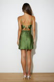 Wined Out Satin Dress Khaki