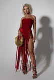 Valentina Strapless Fringe Dress