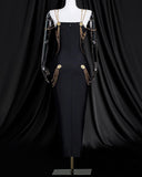 Metal Embellishment Black Maxi Dress