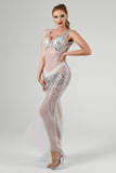 Ditaya Mesh Diamonate Maxi Dress - Bellabarnett