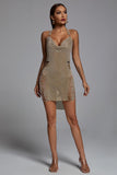 Eakra Metallic Halter Dress - Bellabarnett