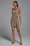 Eakra Metallic Halter Dress - Bellabarnett