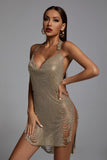 Eakra Metallic Halter Dress