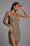 Eakra Metallic Halter Dress