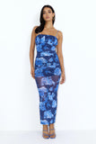 Blossom Mesh Maxi Dress Blue