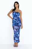 Blossom Mesh Maxi Dress Blue