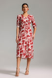 Fagro V Neck Printed Midi Dress