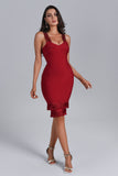 Gabrilla Fringe Bandage Dress In Wine