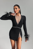 Grace Diamante V-Neck Bandage Mini Dress