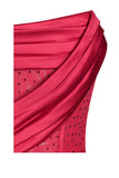 Haliya Crystallized Corset High Slit Gown - Red