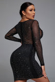 Hatty Diamond Corset Bodycon Dress - Black