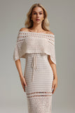 Hedar Off-shoulder Hollow Knitted Dress