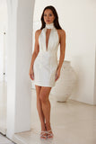 Attractive Halter Mini Dress Champagne