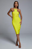 Irana Yellow Midi Bandage Dress - Bellabarnett