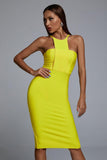 Irana Yellow Midi Bandage Dress