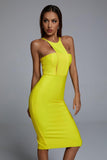 Irana Yellow Midi Bandage Dress - Bellabarnett