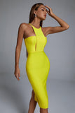 Irana Yellow Midi Bandage Dress