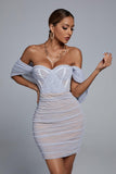 Kila Lace Off Shoulder Corset Dress - Blue - Bellabarnett