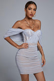 Kila Lace Off Shoulder Corset Dress - Blue - Bellabarnett