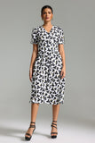 Ienee V Neck Printed Midi Dress