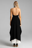 Crew Neck Sleeveless Backless Asymmetric Suit Dress