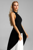 Crew Neck Sleeveless Backless Asymmetric Suit Dress