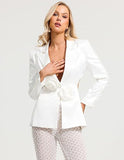 Faux Pearl 3D Flower Cut Out Blazer