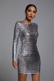 Jojo Cutout Mini Bodycon Dress - Silver - Bellabarnett