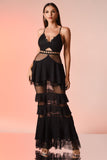 Kapa Mesh Maxi Dress - Black - Bellabarnett