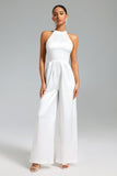 Katya Blackless Halter Jumpsuit - White