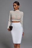 Kiana Pearl Long Sleeve Set - White - Bellabarnett