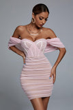 Kila Lace Off Shoulder Corset Dress - Pink