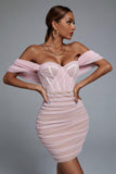 Kila Lace Off Shoulder Corset Dress - Pink