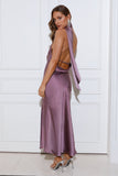 Around The Room Satin Midi Dress Grape