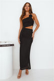 Another Party One Shoulder Mesh Maxi Dress Black