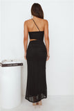 Another Party One Shoulder Mesh Maxi Dress Black