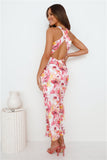 Beauty Of Fiji Satin Maxi Dress Pink