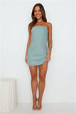 Warmer Now Strapless Linen Mini Dress Sage