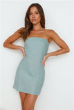 Warmer Now Strapless Linen Mini Dress Sage