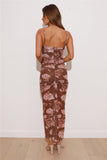 Blossom Mesh Maxi Dress Brown