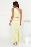 Beauty In The Spotlight Satin Maxi Skirt Lime