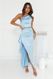 Beauty In The Spotlight Satin Maxi Skirt Blue